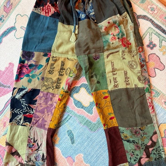 little bazaar Pants - Little Bazaar Boho Patchwork Pant Green S/M